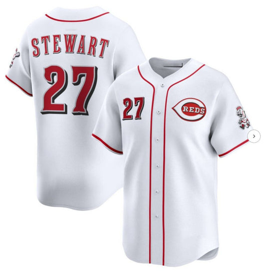Cincinnati Reds #27 Sal Stewart White Home Limited Stitched Baseball Jersey - Main View