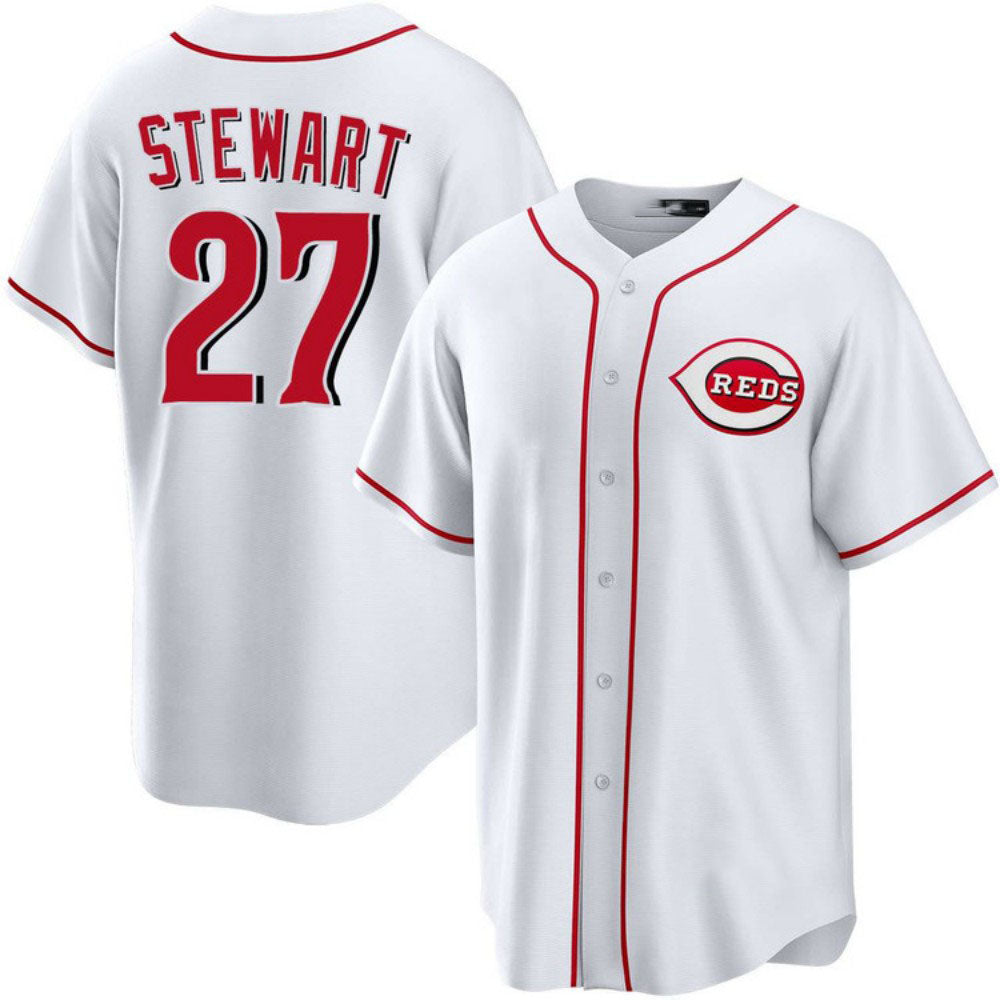 Cincinnati Reds #27 Sal Stewart White Home Stitched Baseball Jersey - Main View