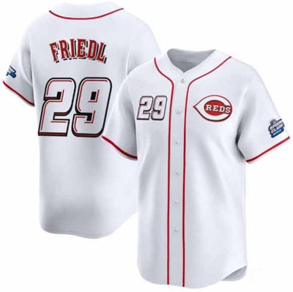 Cincinnati Reds #29 TJ Friedl White 2025 Speedway Classic Home Limited Stitched Baseball Jersey - Main View