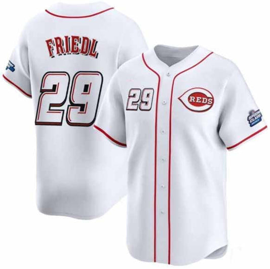 Cincinnati Reds #29 TJ Friedl White 2025 Speedway Classic Home Limited Stitched Baseball Jersey - Main View