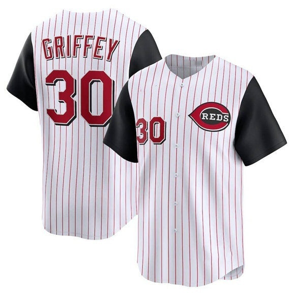 Cincinnati Reds #30 Ken Griffey Jr. White Cooperstown Collection Limited Stitched Jersey - Main View