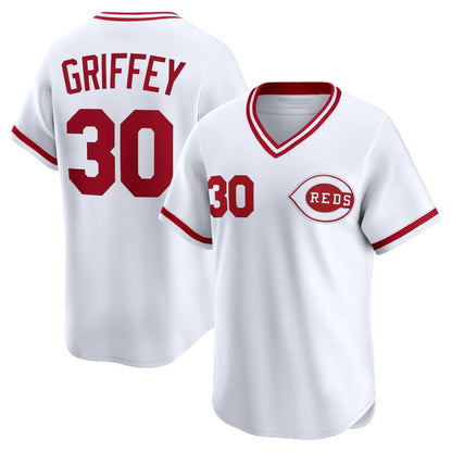 Cincinnati Reds #30 Ken Griffey Throwback Cooperstown Collection Limited Jersey - White Stitched Baseball Jerseys - Main View
