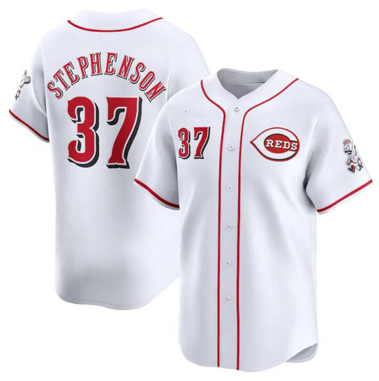 Cincinnati Reds #37 Tyler Stephenson White Home Limited Stitched Baseball Jersey - Main View