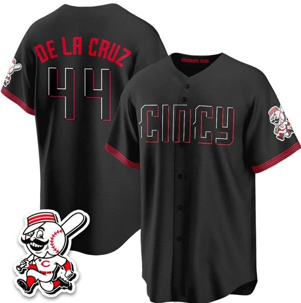 Cincinnati Reds #44 Elly De La Cruz Black City Connect With Patch Limited Stitched Jersey - Main View