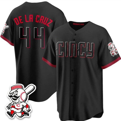 Cincinnati Reds #44 Elly De La Cruz Black City Connect With Patch Limited Stitched Jersey - Main View