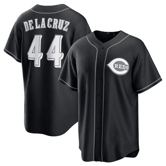 Cincinnati Reds #44 Elly De La Cruz Black Lights Out Limited Stitched Baseball Jersey - Main View