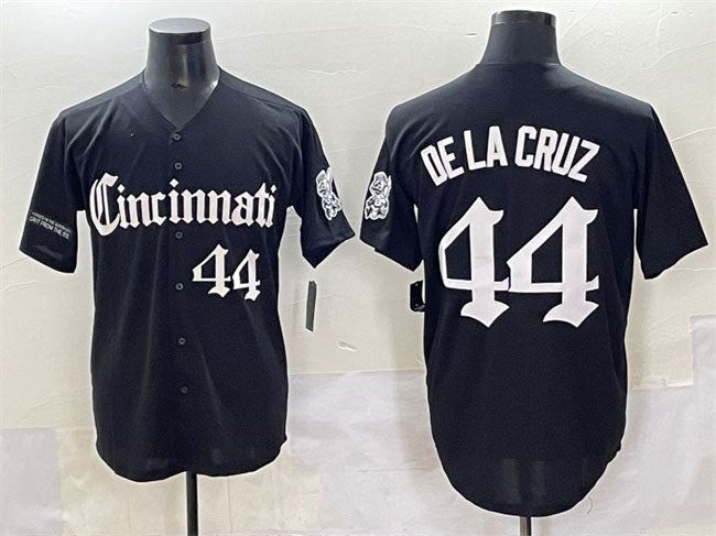 Cincinnati Reds #44 Elly De La Cruz Black 'Gothic Queen City Edition' Vapor Premier Limited Stitched Baseball Jersey - Main View