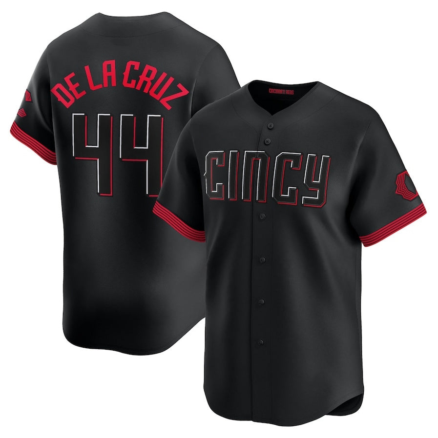 Cincinnati Reds #44 Elly De La Cruz City Connect Limited Jersey - Black Stitched Baseball Jerseys - Main View