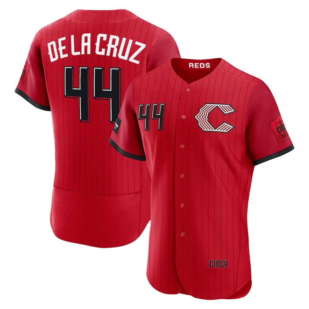 Cincinnati Reds #44 Elly De La Cruz Red 2026 City Connect Authentic Sponsor Patch Stitched Baseball Jersey - Main View