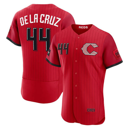 Cincinnati Reds #44 Elly De La Cruz Red 2026 City Connect Authentic Sponsor Patch Stitched Baseball Jersey - Main View