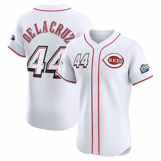 Cincinnati Reds #44 Elly De La Cruz White 2025 Speedway Classic Home Elite Player Stitched Baseball Jersey - Main View