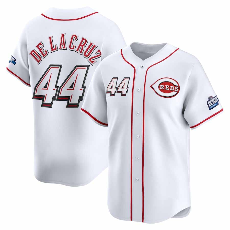 Cincinnati Reds #44 Elly De La Cruz White 2025 Speedway Classic Home Limited Player Stitched Baseball Jersey - Main View
