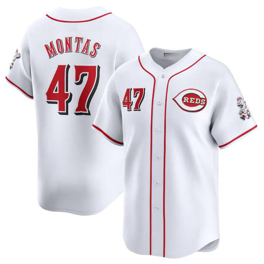 Cincinnati Reds #47 Frankie Montas White Home Limited Stitched Baseball Jersey - Main View