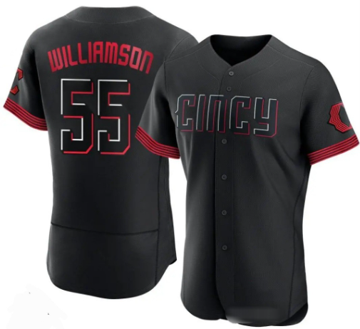 Cincinnati Reds #55 Brandon Williamson Black 2023 City Connect Cool Base Stitched Baseball Jerseys - Main View