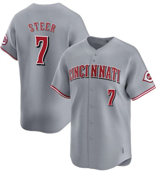 Cincinnati Reds #7 Spencer Steer Gray Away Limited Stitched Baseball Jersey - Main View