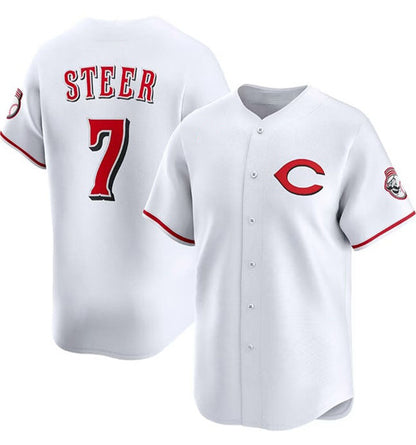 Cincinnati Reds #7 Spencer Steer White 2025 Home Limited Stitched Baseball Jersey - Main View