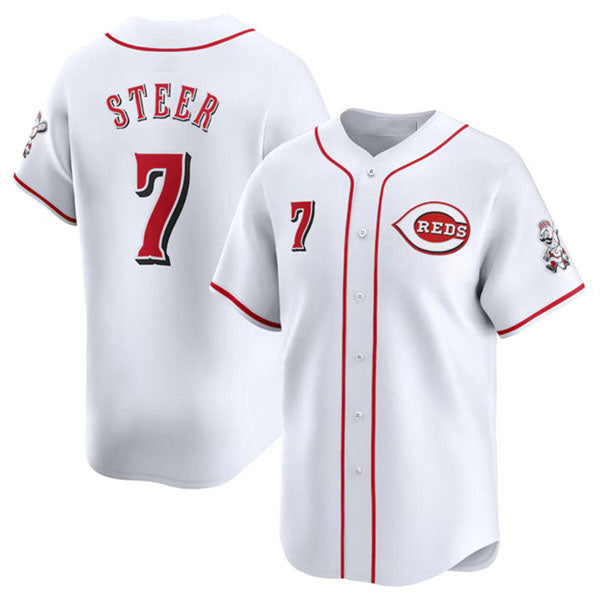 Cincinnati Reds #7 Spencer Steer White Home Limited Stitched Baseball Jersey - Main View