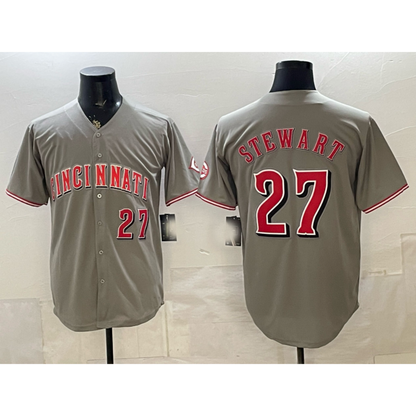Cincinnati Reds #27 Sal Stewart Gray Limited Stitched Baseball Jersey - Main View