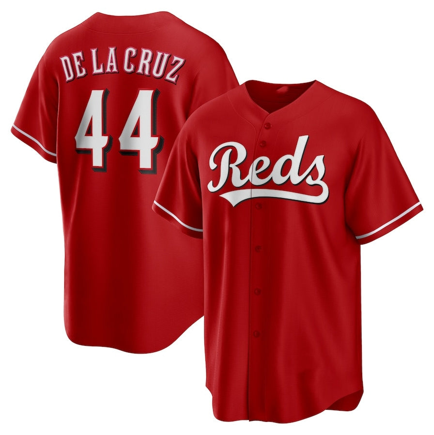 Cincinnati Reds #44 Elly De La Cruz Alternate Replica Jersey - Red Stitched Baseball Jerseys - Main View