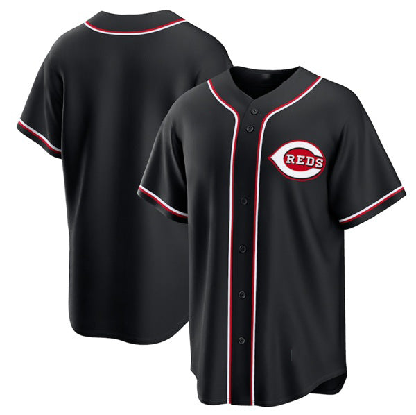 Cincinnati Reds Blank Black Out Stitched Baseball Jersey - Main View