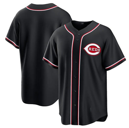 Cincinnati Reds Blank Black Out Stitched Baseball Jersey - Main View