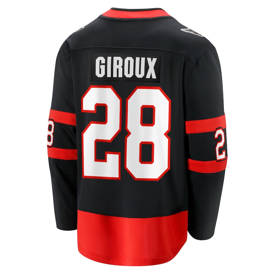 O.Senators #28 Claude Giroux Fanatics Branded Home Premier Breakaway Player Jersey Black Stitched American Hockey Jerseys - Main View
