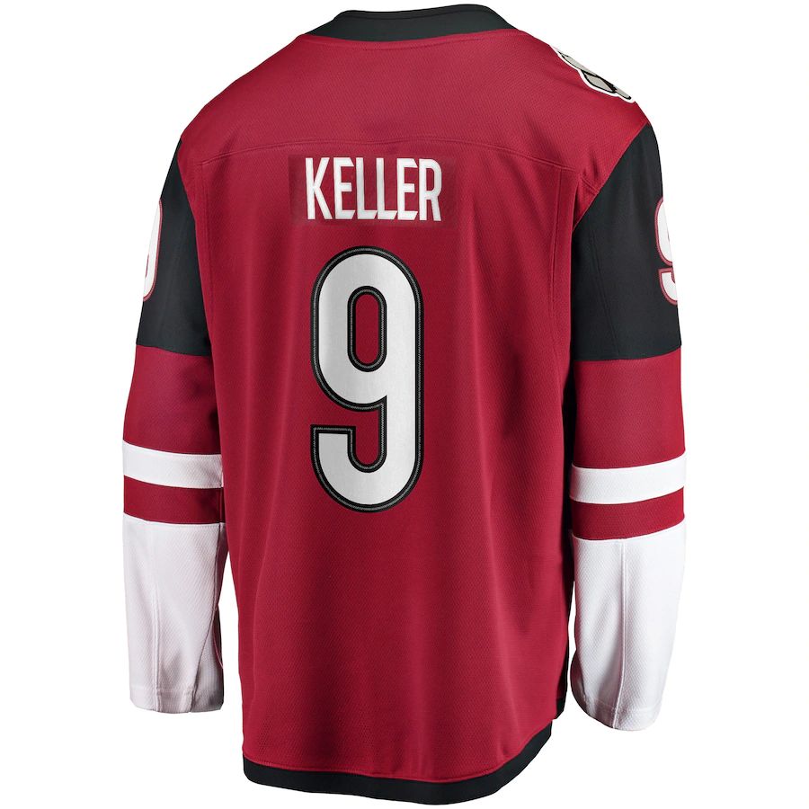 A.Coyotes #9 Clayton Keller Fanatics Branded Home Premier Breakaway Player Jersey Garnet Stitched American Hockey Jerseys - Main View