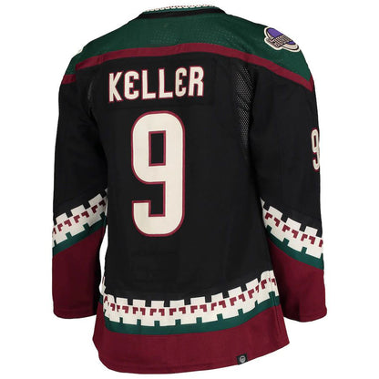 A.Coyotes #9 Clayton Keller Home Authentic Pro Player Jersey Black Stitched American Hockey Jerseys - Main View