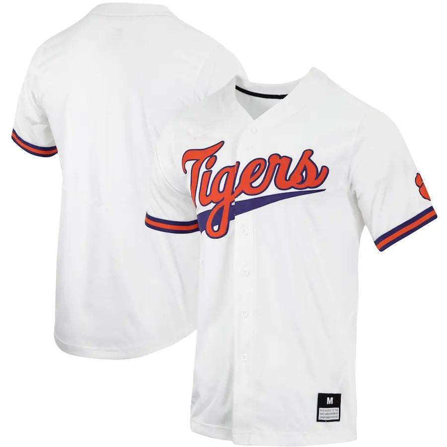 C.Tigers Replica Full-Button Baseball Jersey  White Stitched American College Jerseys - Main View