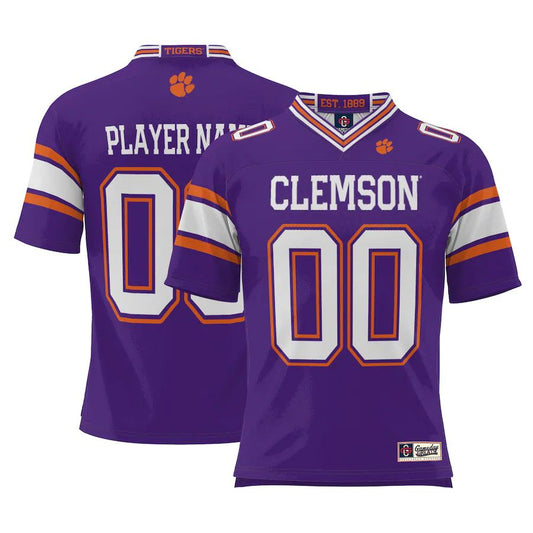Custom C.Tigers ProSphere NIL Pick-A-Player Football Jersey Purple American Stitched College Jerseys - Main View