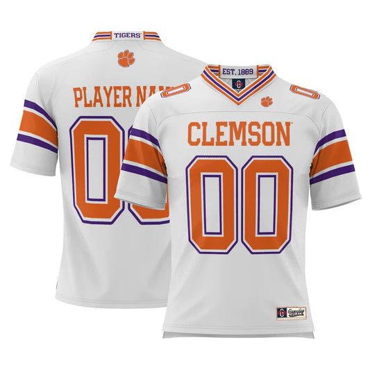 Custom C.Tigers ProSphere NIL Pick-A-Player Football Jersey White American Stitched College Jerseys - Main View