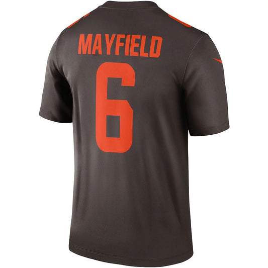 C.Browns #6 Baker Mayfield Brown Alternate Legend Jersey Stitched American Football Jerseys - Main View