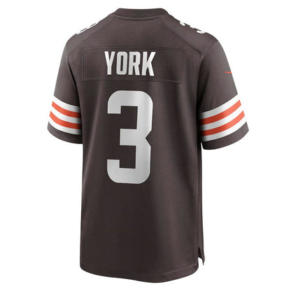C.Browns #3 Cade York Brown Game Player Jersey Stitched American Football Jerseys - Main View