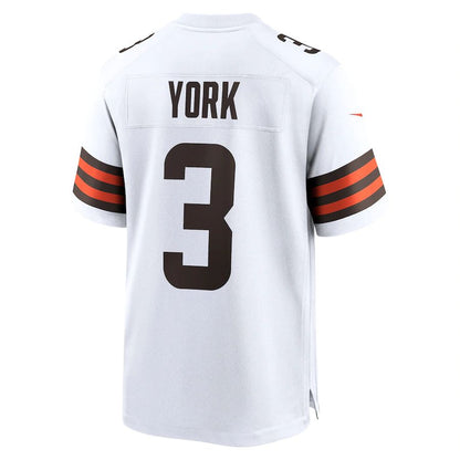 C.Browns #3 Cade York White Game Player Jersey Stitched American Football Jerseys - Main View