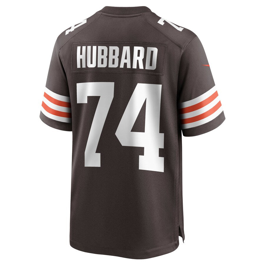 C.Browns #74 Chris Hubbard Brown Game Jersey Stitched American Football Jerseys - Main View