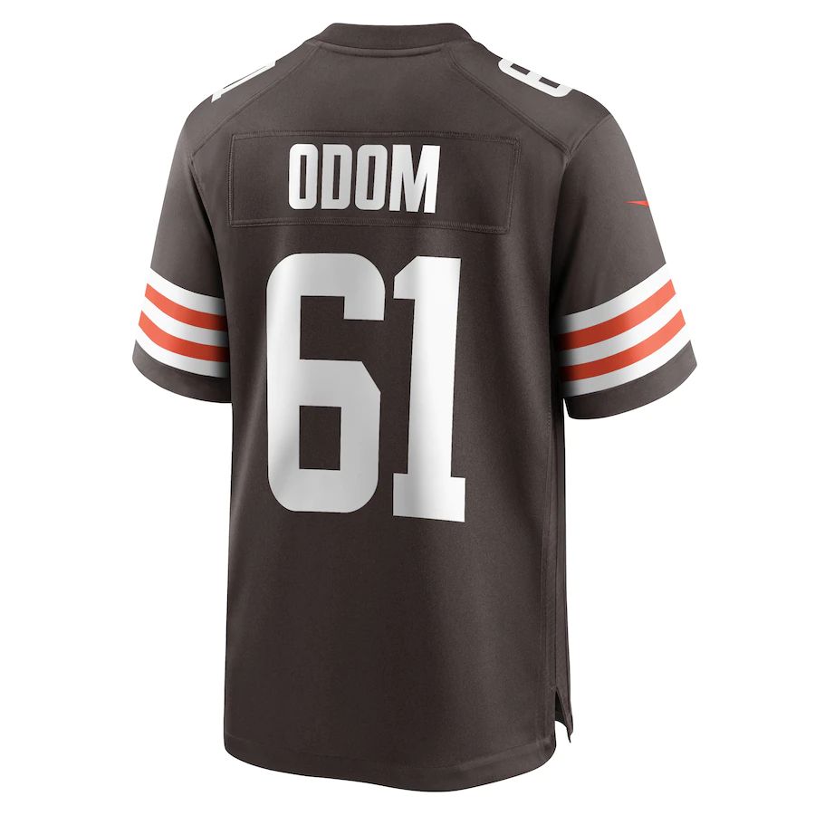 C.Browns #61 Chris Odom Brown Game Player Jersey Stitched American Football Jerseys - Main View