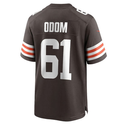 C.Browns #61 Chris Odom Brown Game Player Jersey Stitched American Football Jerseys - Main View