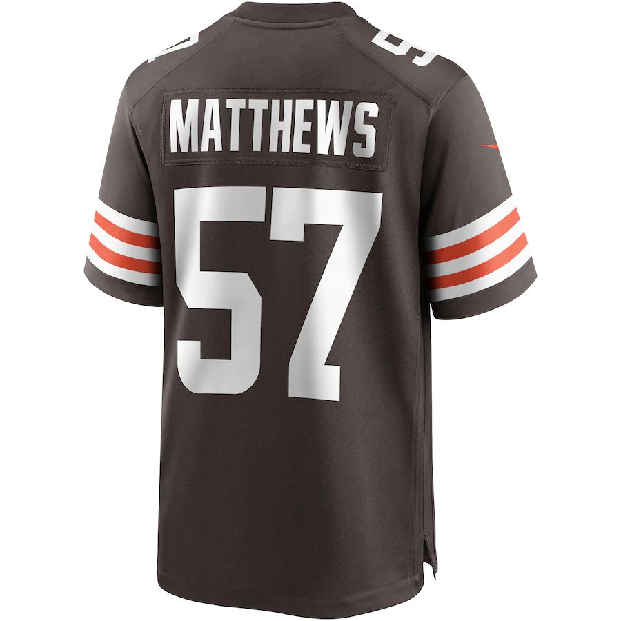C.Browns #57 Clay Matthews Brown Game Retired Player Jersey Stitched American Football Jerseys - Main View