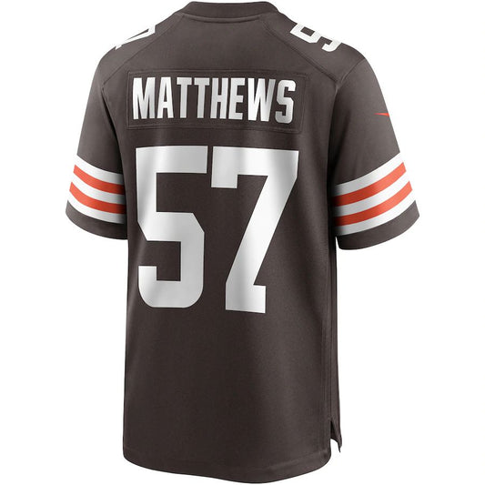 C.Browns #57 Clay Matthews Brown Game Retired Player Jersey Stitched American Football Jerseys - Main View