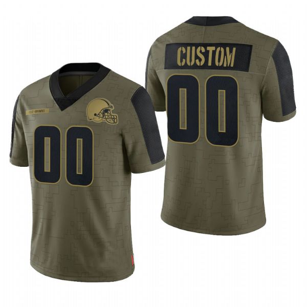 Custom C.Brown Olive 2021 Salute To Service Limited Football Jerseys - Main View