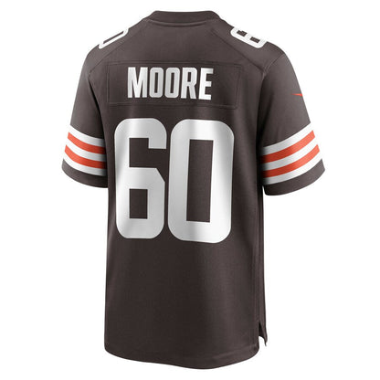 C.Browns #60 David Moore Brown Game Jersey Stitched American Football Jerseys - Main View