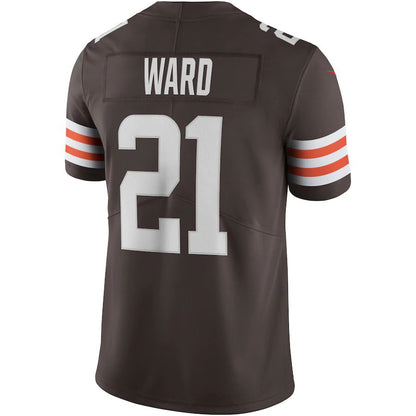 C.Browns #21 Denzel Ward Brown Vapor Limited Jersey Stitched American Football Jerseys - Main View