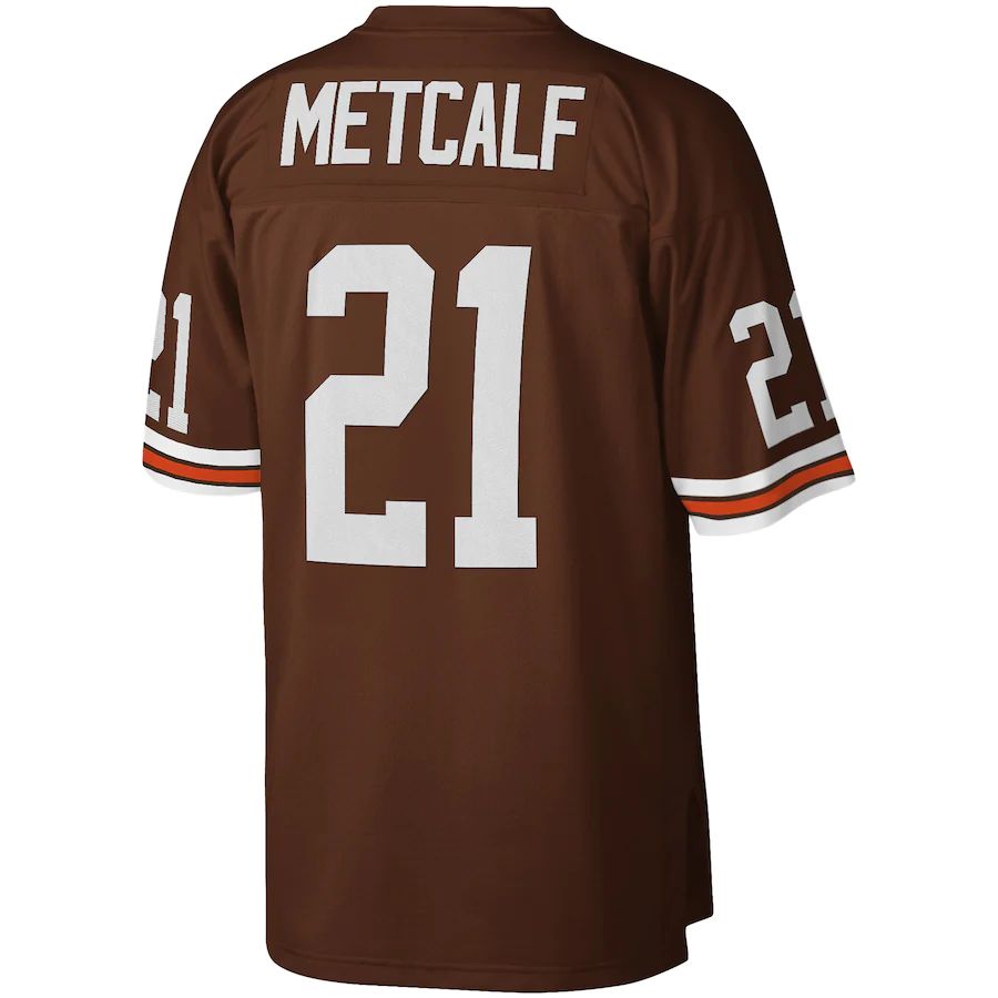 C.Browns #21 Eric Metcalf  Mitchell & Ness Brown 1989 Legacy Replica Jersey Stitched American Football Jerseys - Main View