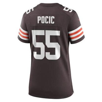 C.Browns #55 Ethan Pocic Brown Game Jersey Stitched American Football Jerseys - Main View