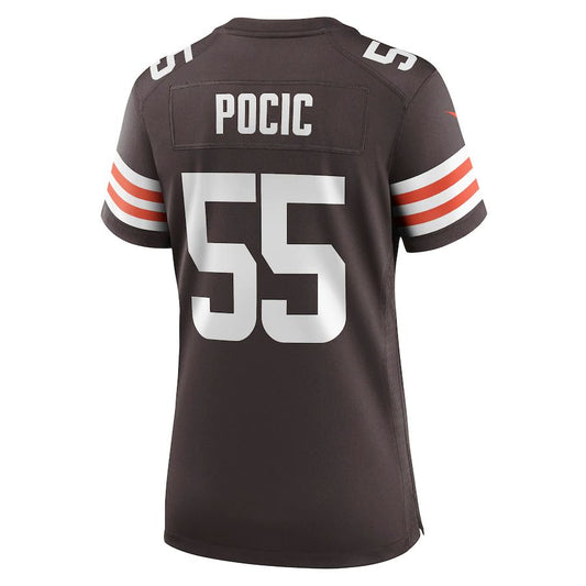 C.Browns #55 Ethan Pocic Brown Game Jersey Stitched American Football Jerseys - Main View