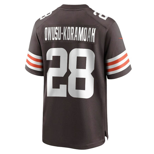 C.Browns #28 Jeremiah Owusu-Koramoah Brown Game Jersey Stitched American Football Jerseys - Main View