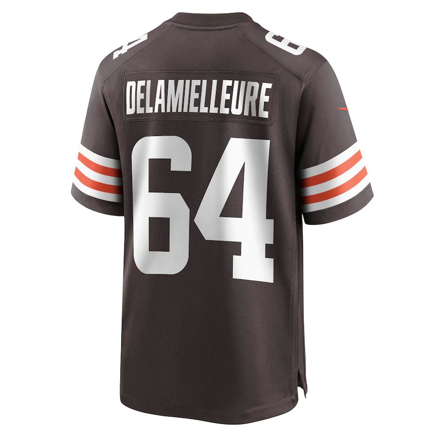 C.Browns #64 Joe DeLamielleure Brown Game Retired Player Jersey Stitched American Football Jerseys - Main View