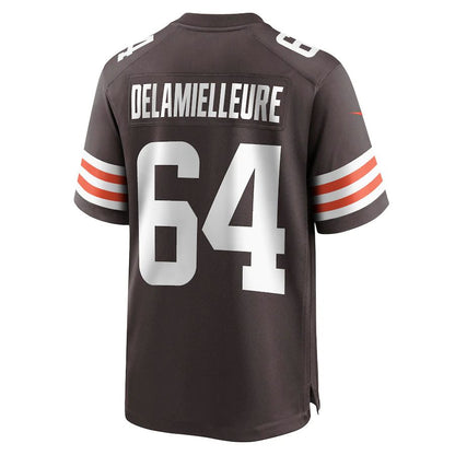C.Browns #64 Joe DeLamielleure Brown Game Retired Player Jersey Stitched American Football Jerseys - Main View
