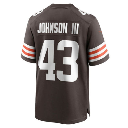 C.Browns #43 John Johnson III Brown Game Jersey Stitched American Football Jerseys - Main View
