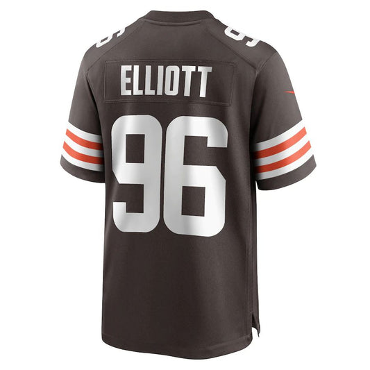 C.Browns #96 Jordan Elliott Brown Game Jersey Stitched American Football Jerseys - Main View
